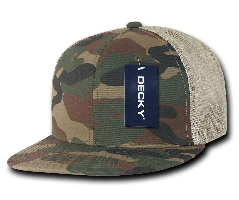 1 Dozen Camouflage Flat Bill Foam Mesh Trucker Hats Caps Snapback Wholesale Bulk