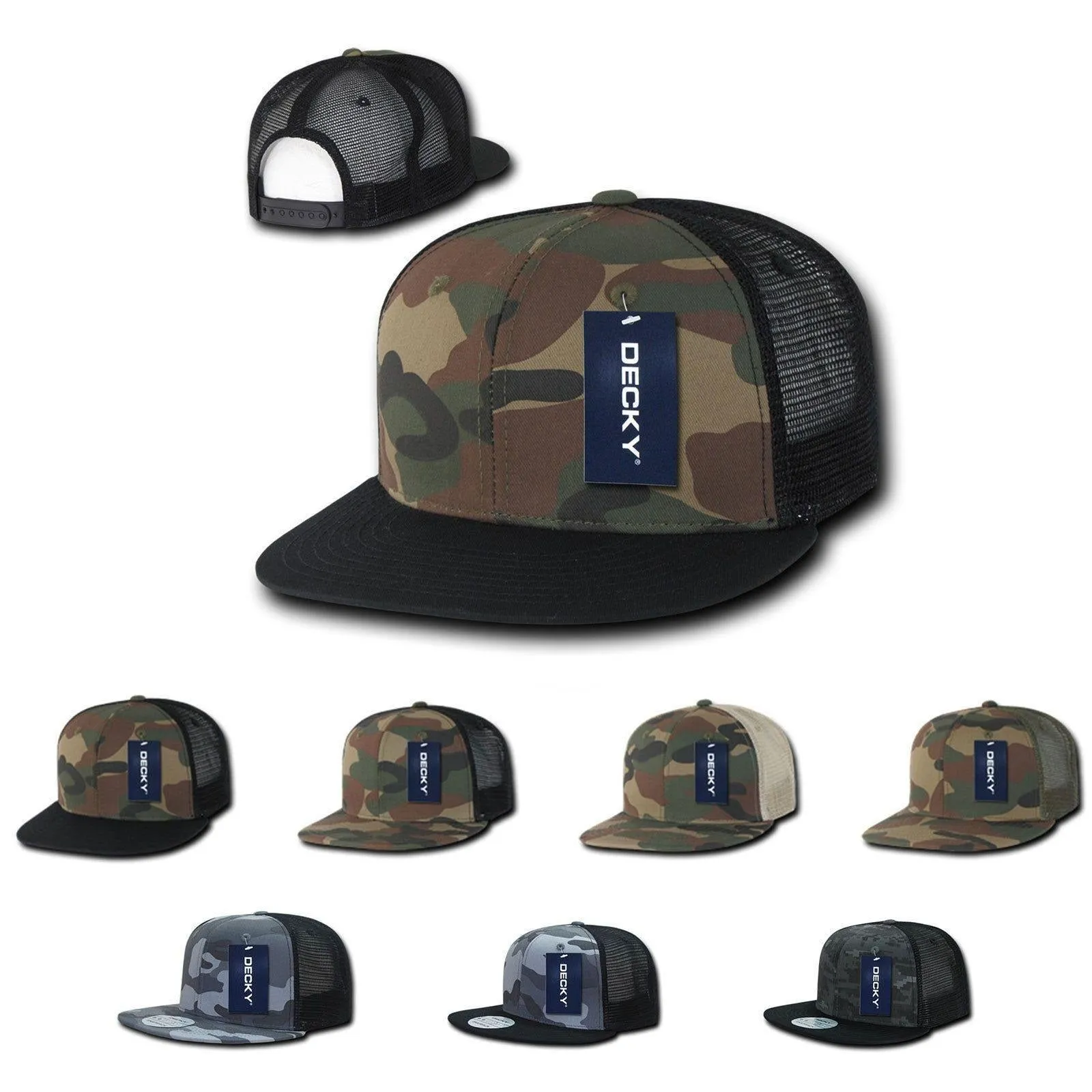 1 Dozen Camouflage Flat Bill Foam Mesh Trucker Hats Caps Snapback Wholesale Bulk