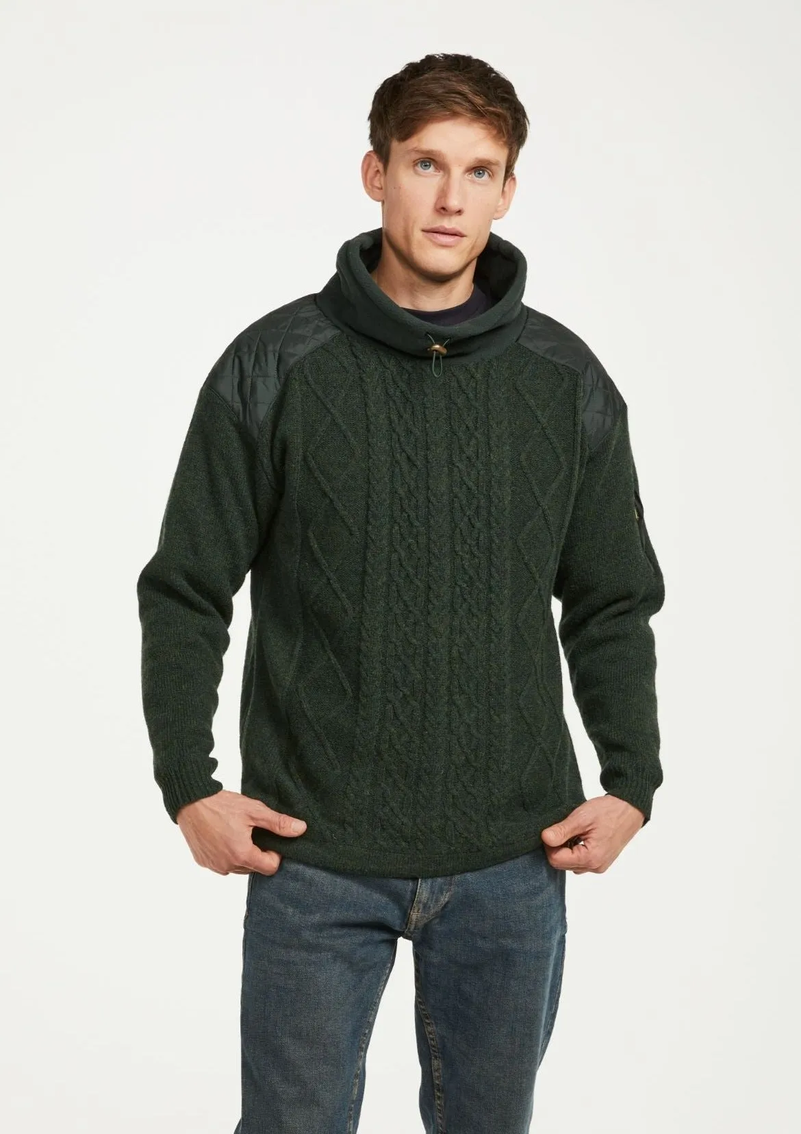 Aran Men's Diamond Knit Sweater | Green