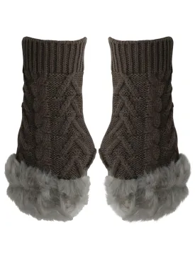 Arm Warmer Gloves With Faux Fur Trim