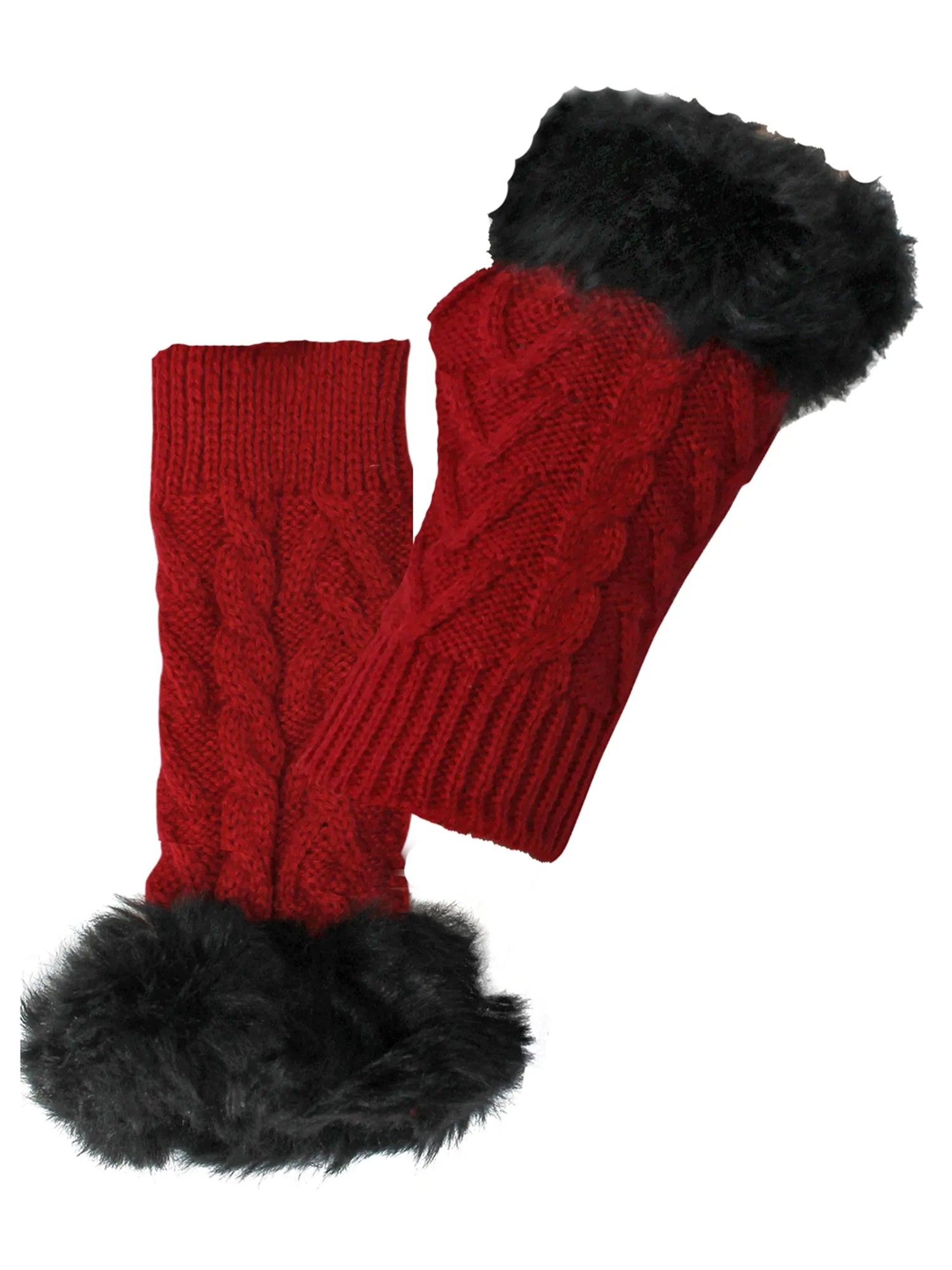 Arm Warmer Gloves With Faux Fur Trim