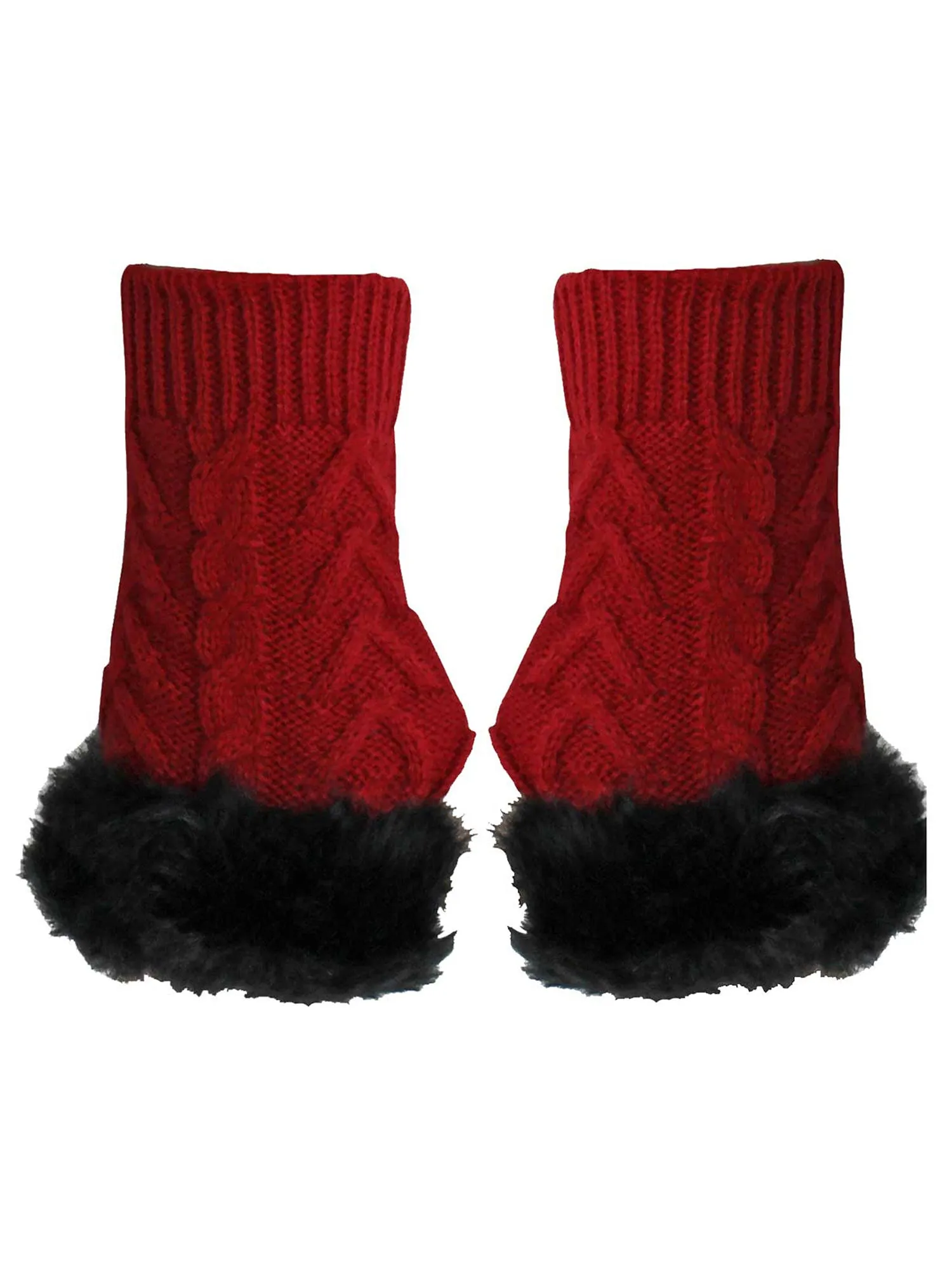 Arm Warmer Gloves With Faux Fur Trim