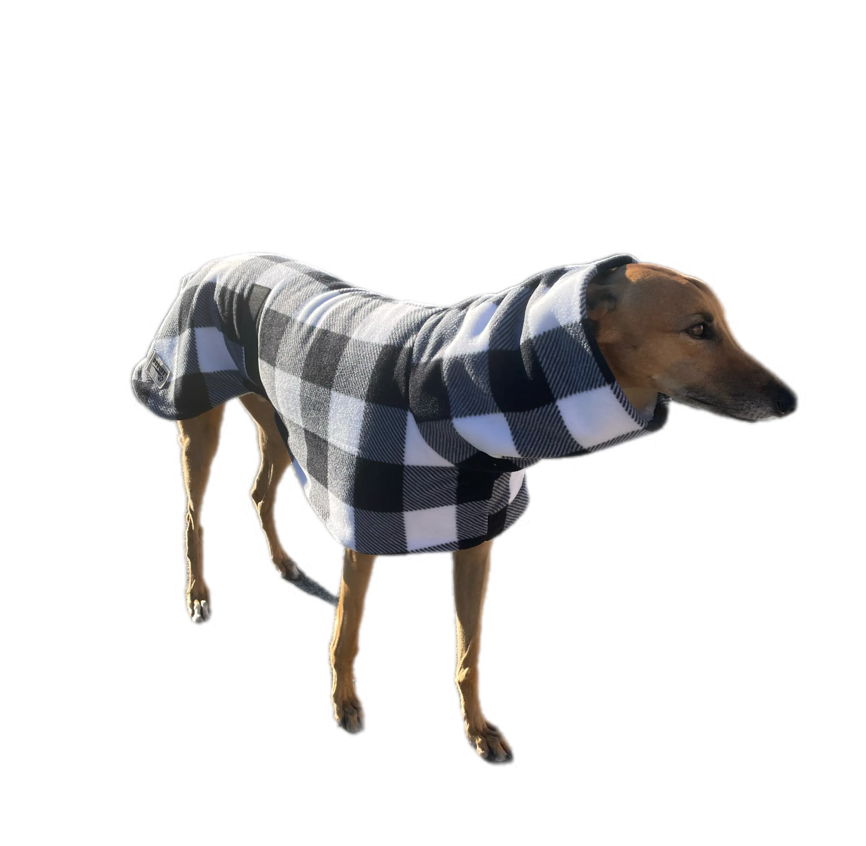 Black & white lumberjack greyhound deluxe style rug polar fleece washable extra wide neck