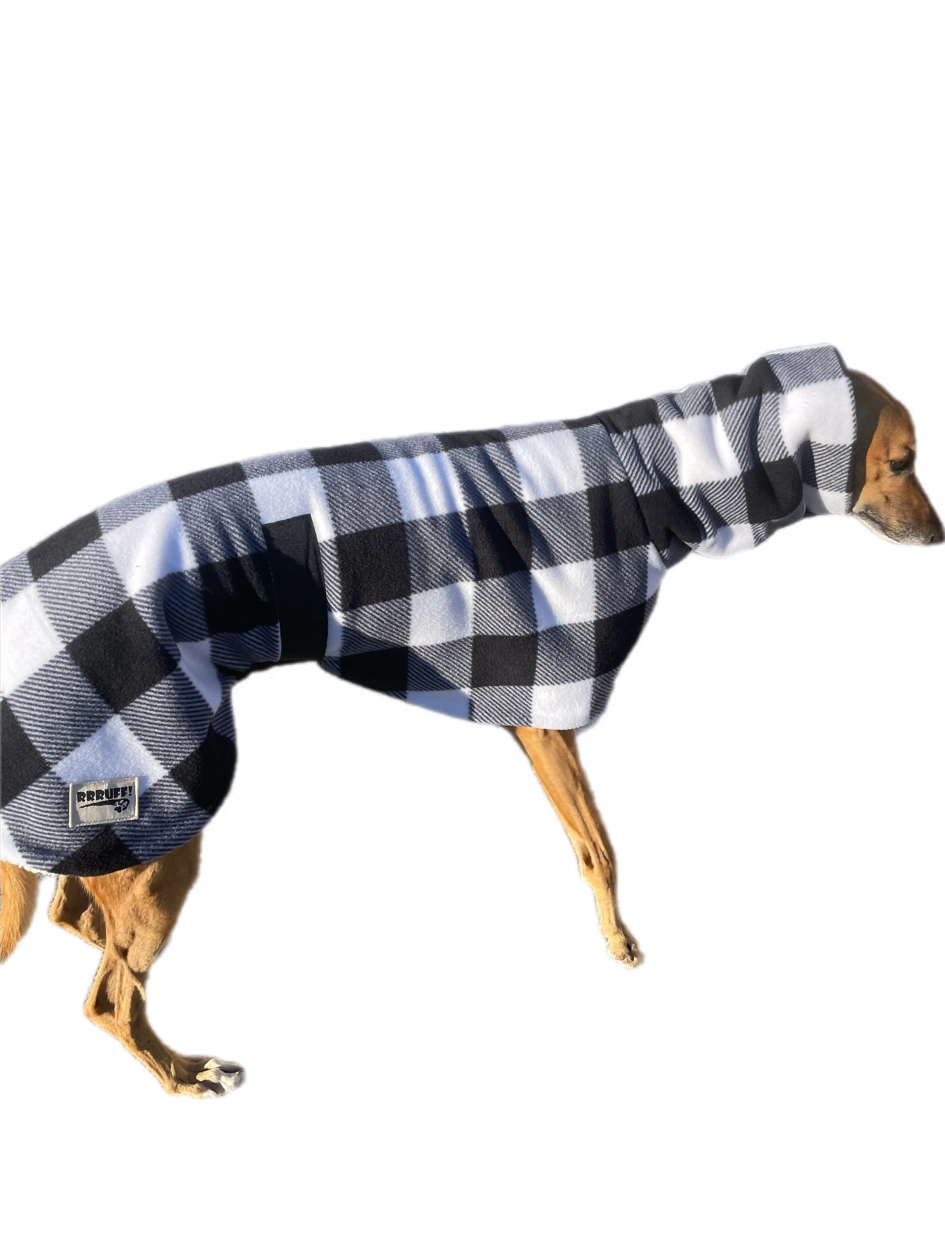 Black & white lumberjack greyhound deluxe style rug polar fleece washable extra wide neck