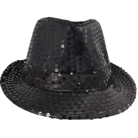 Black LED Fedora with 14 White Lights (Each)