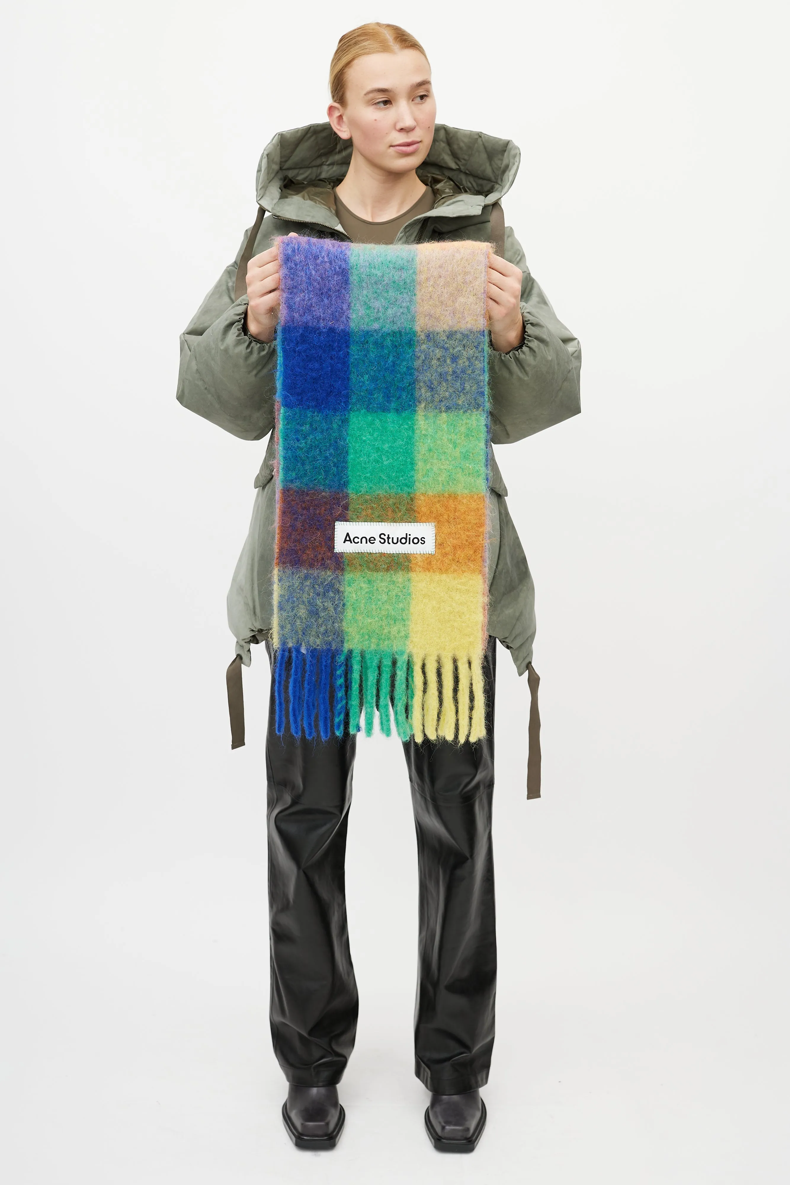 Blue & Multicolour Wool Checkered Scarf