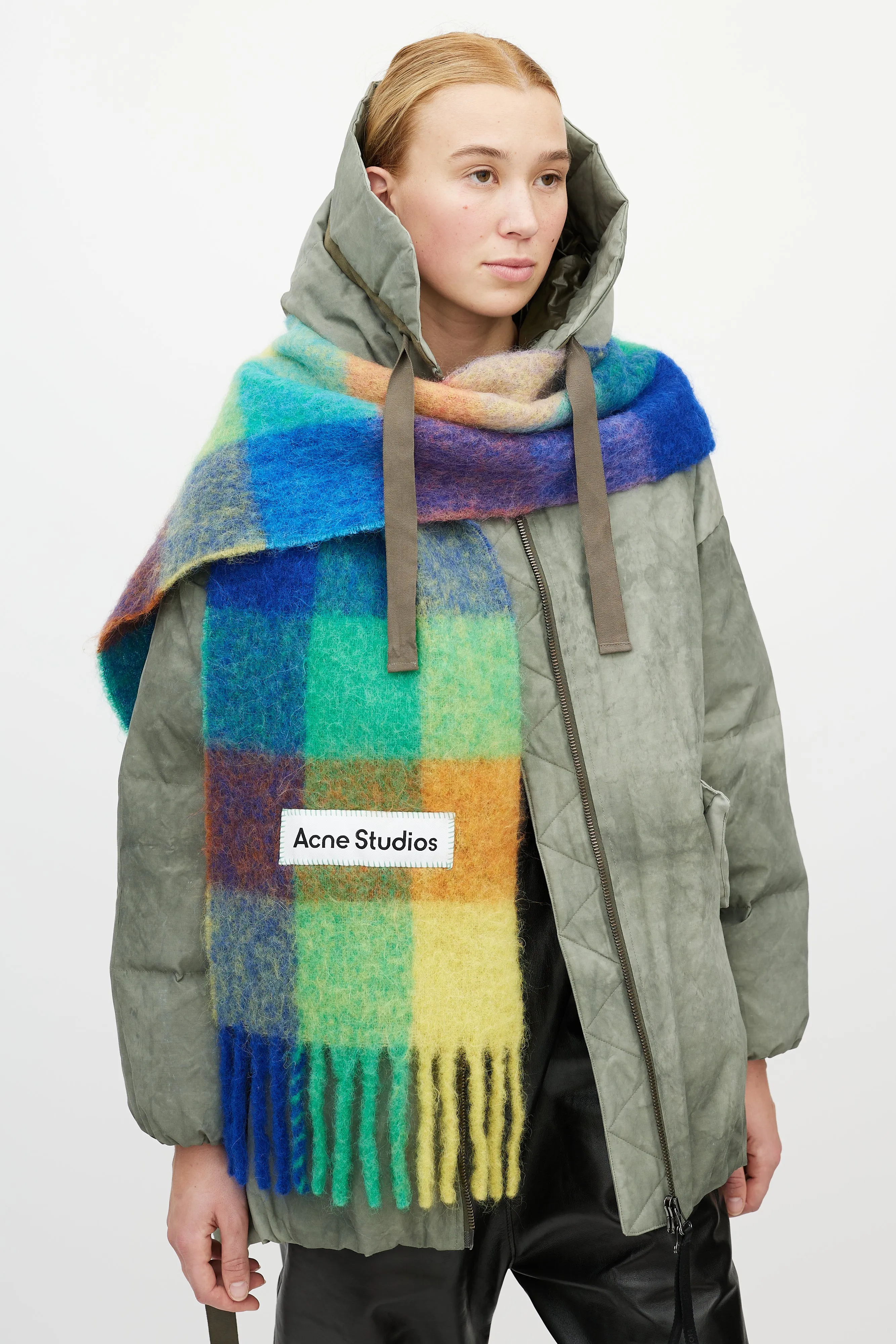 Blue & Multicolour Wool Checkered Scarf