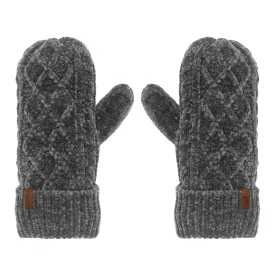 Cable Knit Grey Chenille - Mittens Adult