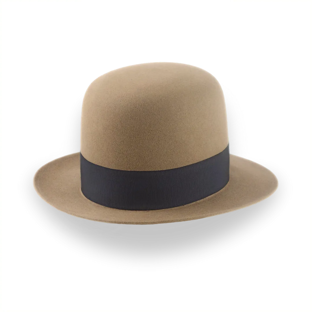 Camel Open Crown Fedora Hat in Malleable Beaver Fur Felt | The Benedict