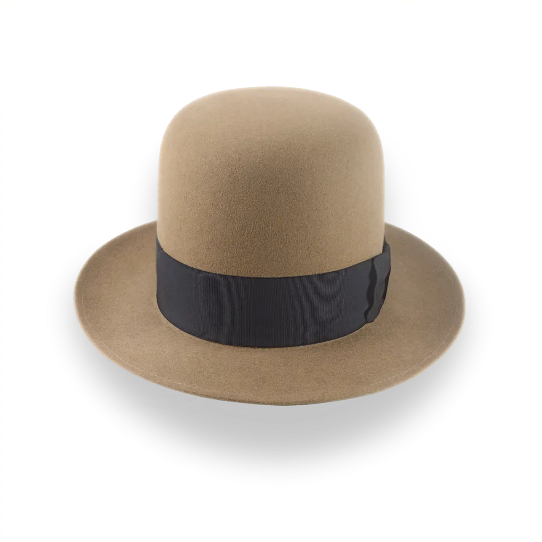 Camel Open Crown Fedora Hat in Malleable Beaver Fur Felt | The Benedict