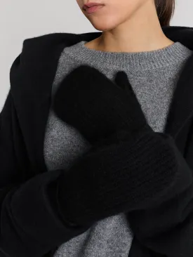 Cashmere thumb mittens "Elva" - Black