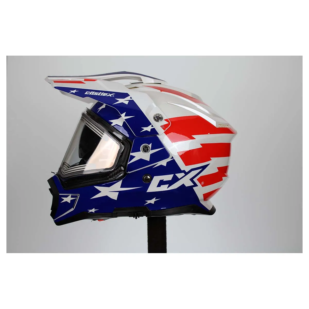 Castle X CX200 Liberty Dual Sport Electric Snow Helmet (Gloss Red/White/Black - 2X-Large)