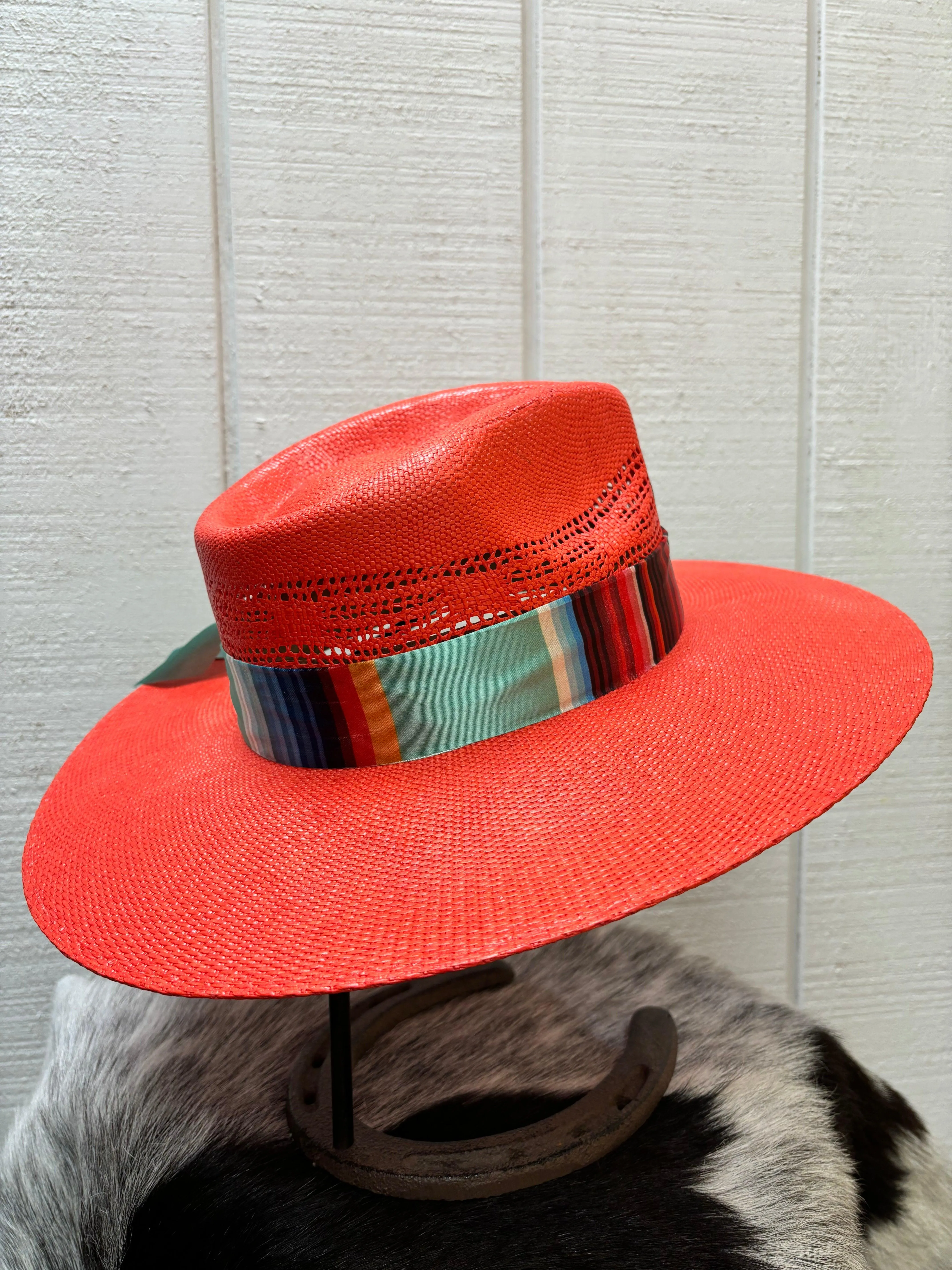 Charlie 1 Horse Coral Summer Serape Straw Cowgirl Hat CSSMSR-3436-H8COR