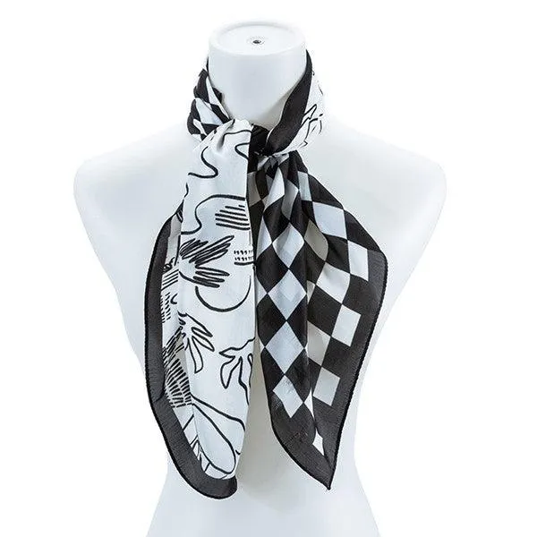 Checkered Silk Fashion Scarf