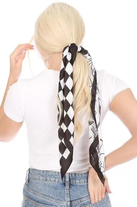 Checkered Silk Fashion Scarf