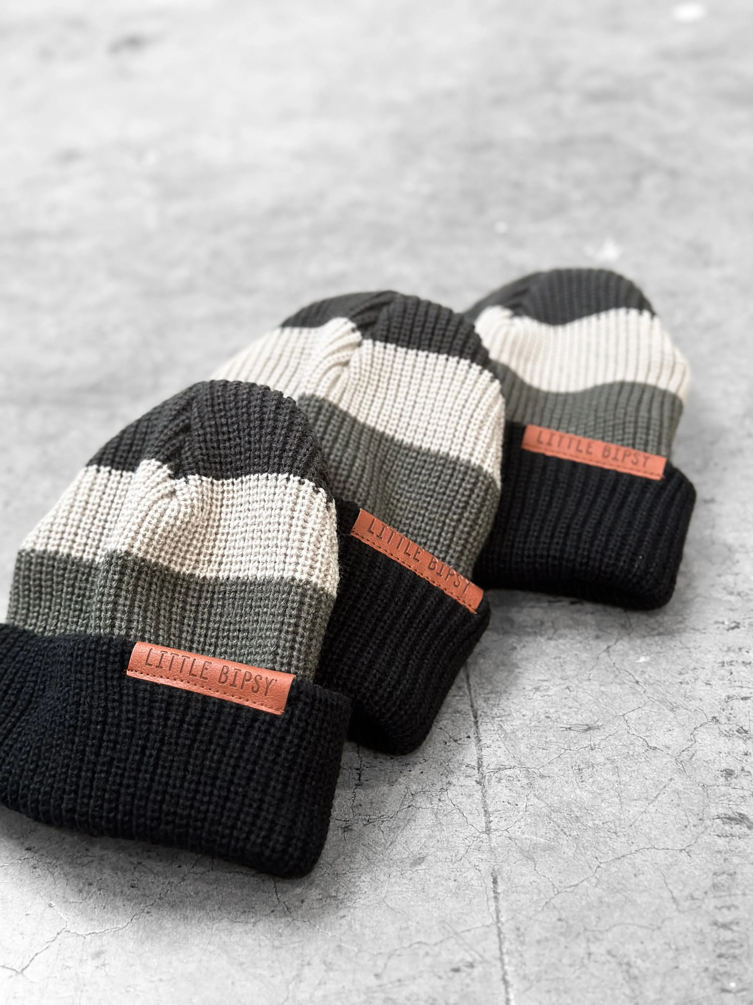 Chunky Knit Beanie - Block Stripe