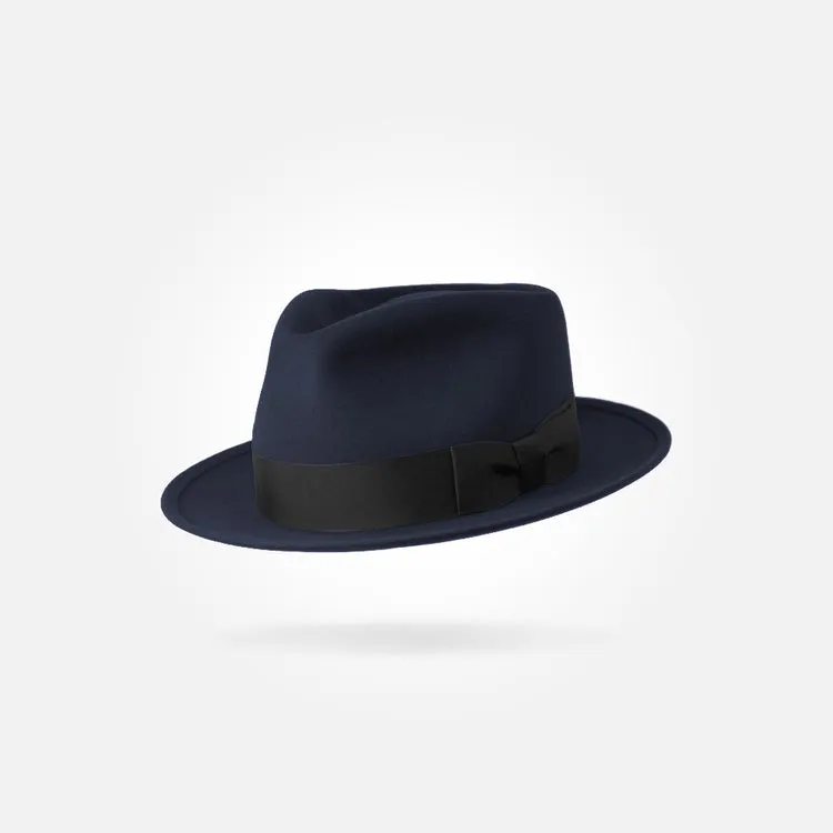 Classic Charm Fedora Fur Felt Hat in Navy