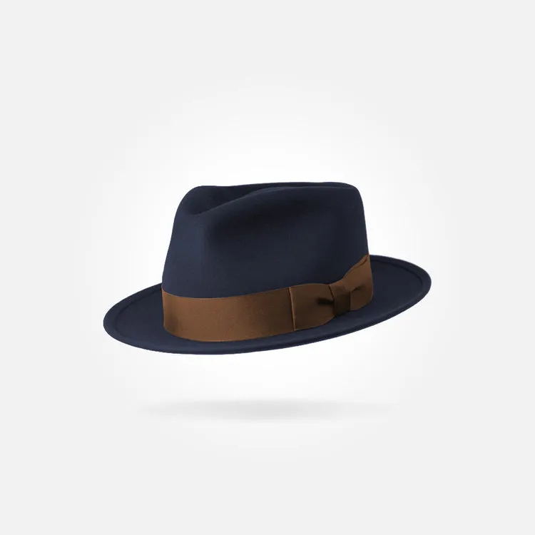 Classic Charm Fedora Fur Felt Hat in Navy