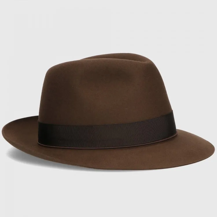 Classic Fedora Fur Felt Hat in Brown