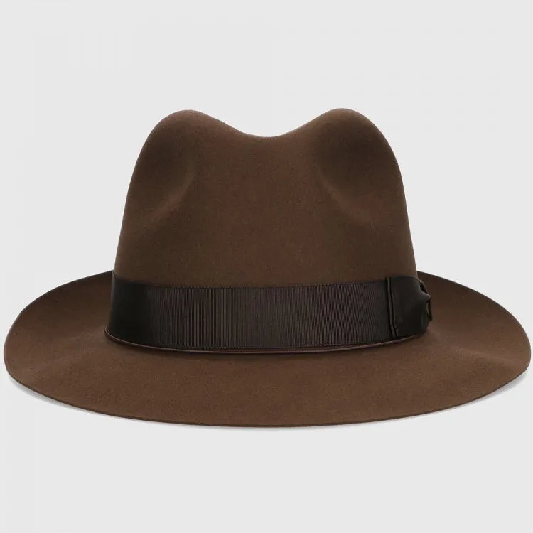 Classic Fedora Fur Felt Hat in Brown