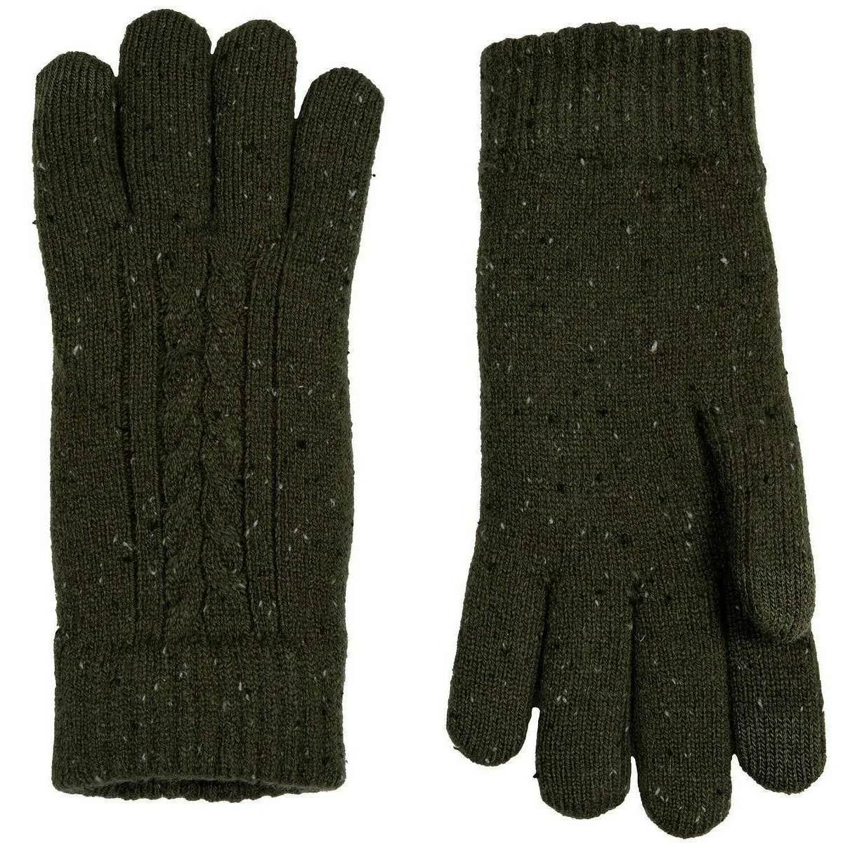 Dents Lacock Touchscreen Cable Knit Gloves - Olive Green