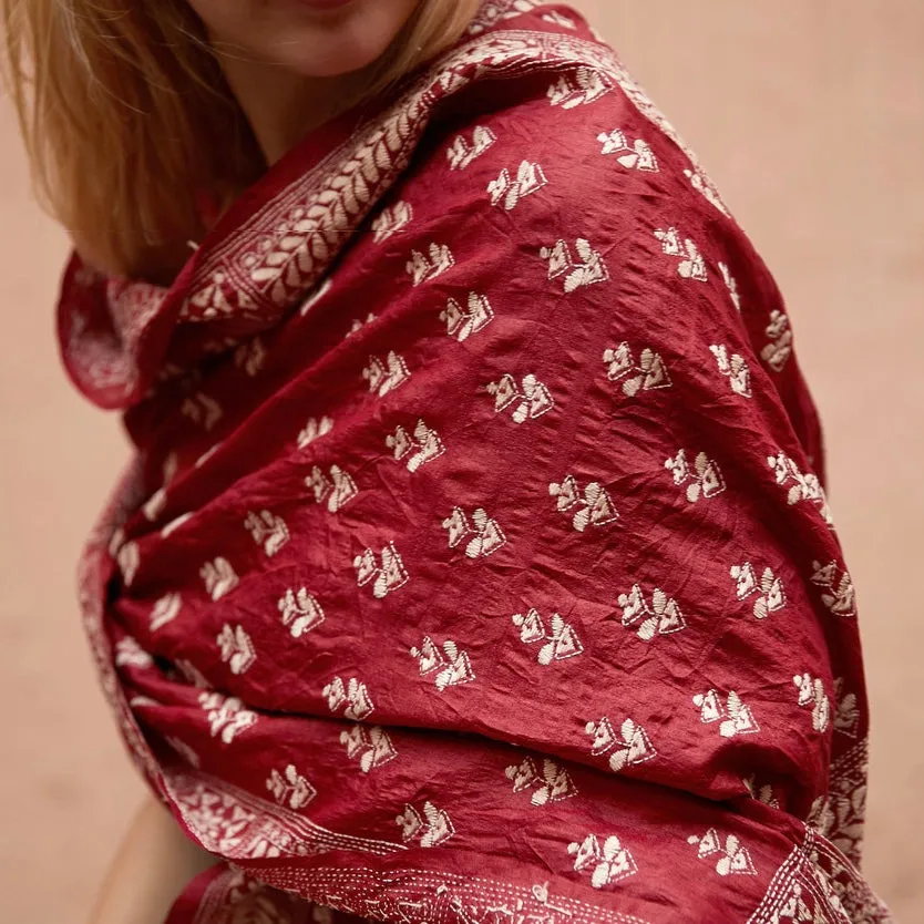 Ella - Exquisite Hand Embroidered Nakshi Kantha Wrap