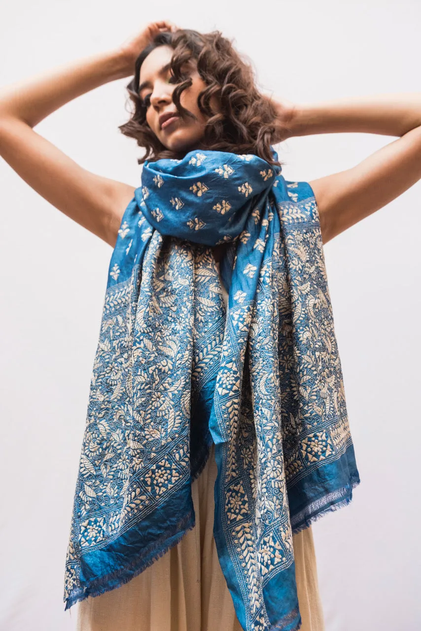 Ella - Exquisite Hand Embroidered Nakshi Kantha Wrap