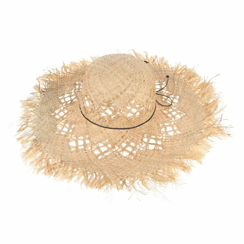 Fashionable Large Fluffy Floppy Straw Hat Summer Beach Straw Hat For Women