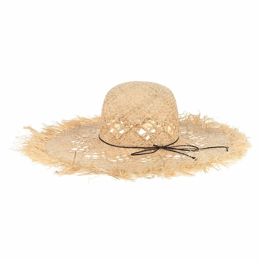 Fashionable Large Fluffy Floppy Straw Hat Summer Beach Straw Hat For Women