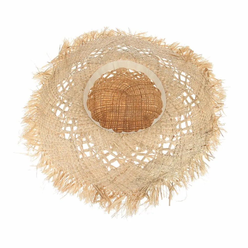 Fashionable Large Fluffy Floppy Straw Hat Summer Beach Straw Hat For Women