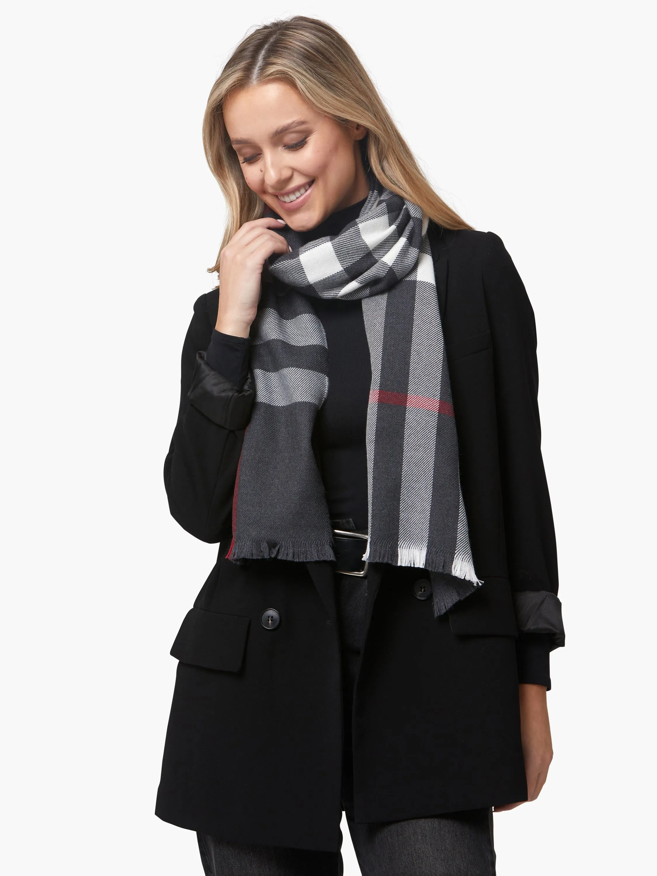 FOXFORD Classic Checkered Merino Wool Scarf