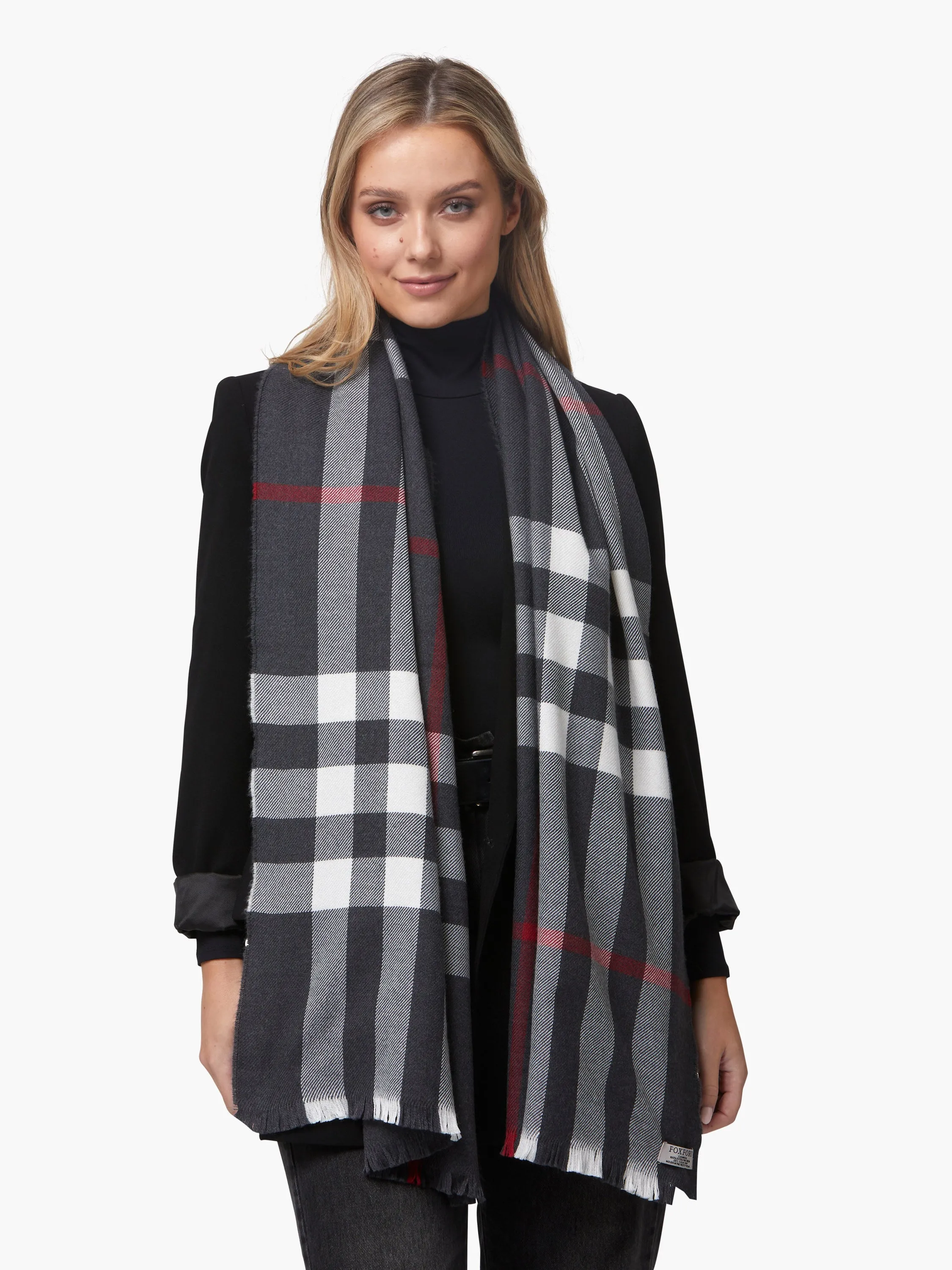 FOXFORD Classic Checkered Merino Wool Scarf