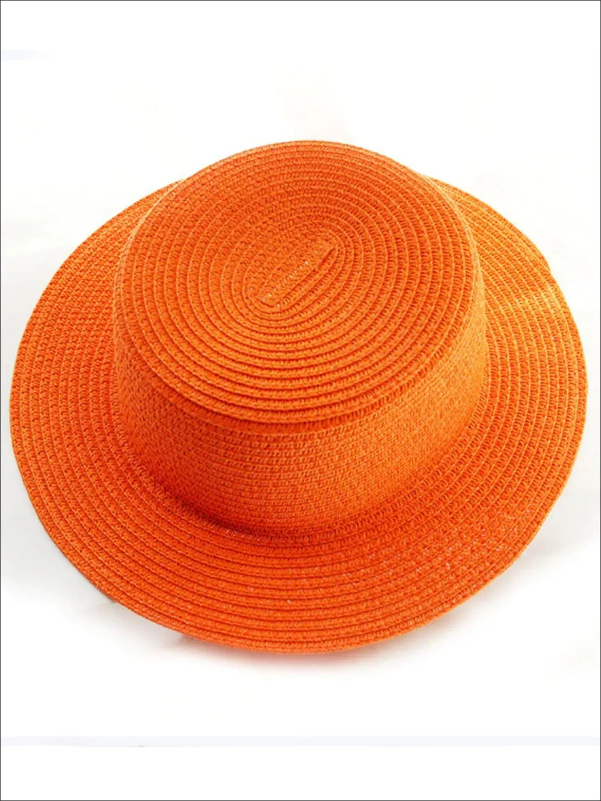 Girls Solid Color Straw Sun Hat