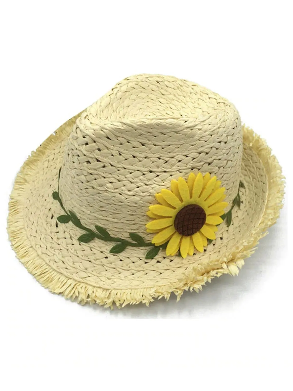 Girls Straw Hat with Sunflower