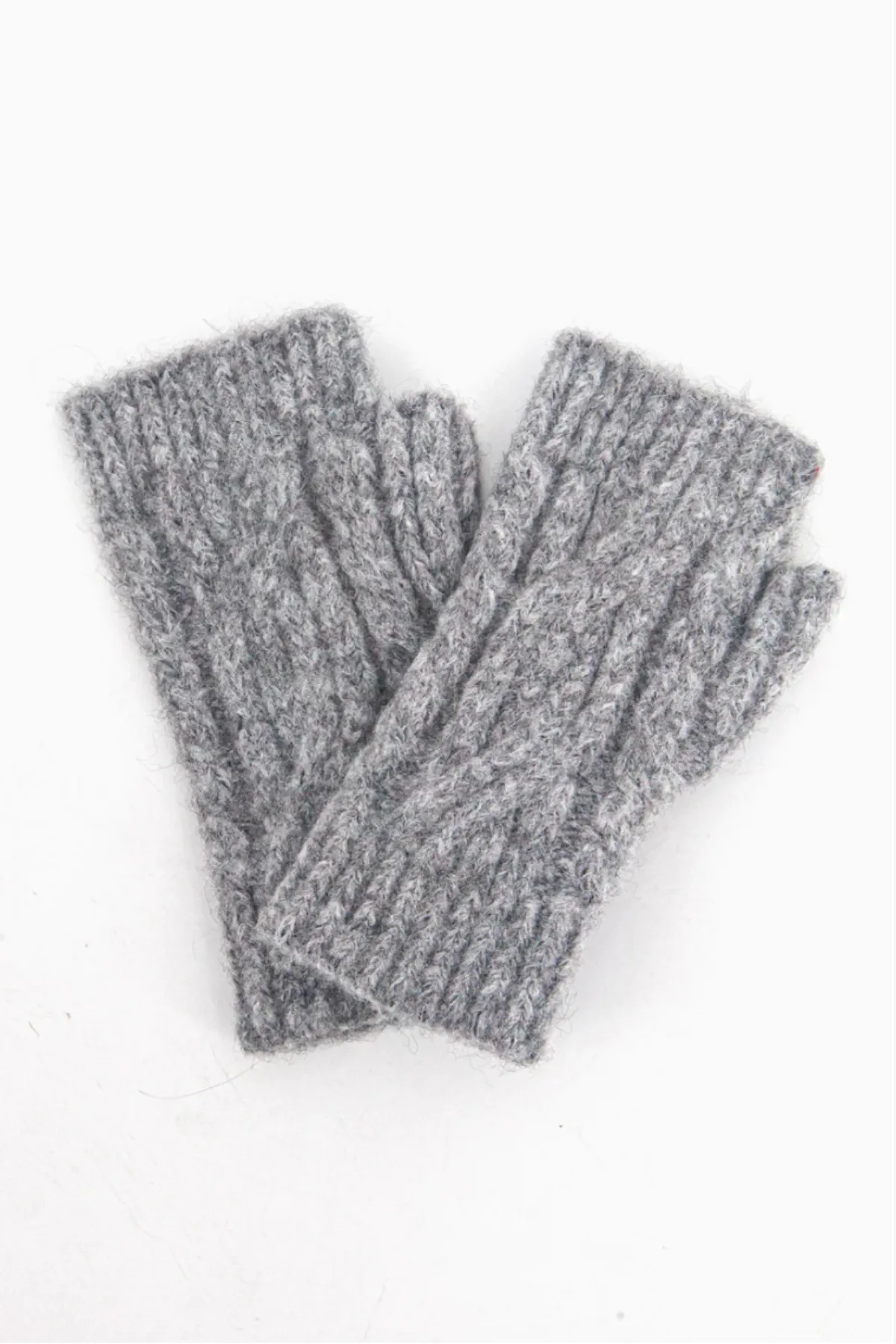 Grey Cable Knit Wrist Warmers