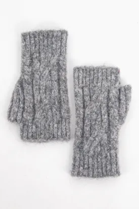 Grey Cable Knit Wrist Warmers