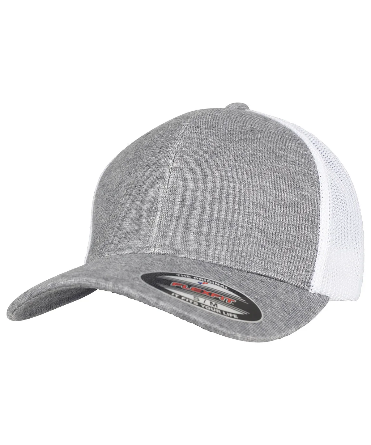 Heather Grey/White - Retro trucker melange cap (6511M)