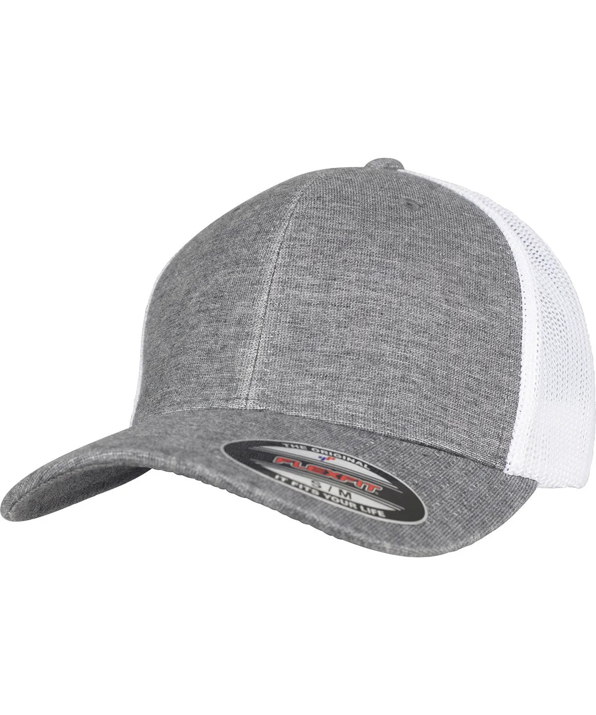 Heather Grey/White - Retro trucker melange cap (6511M)