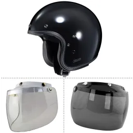 HJC IS-5 Glossy Black  Open Face Helmet with Outlaw N-10 Clear and Dark Tinted Shields Combo