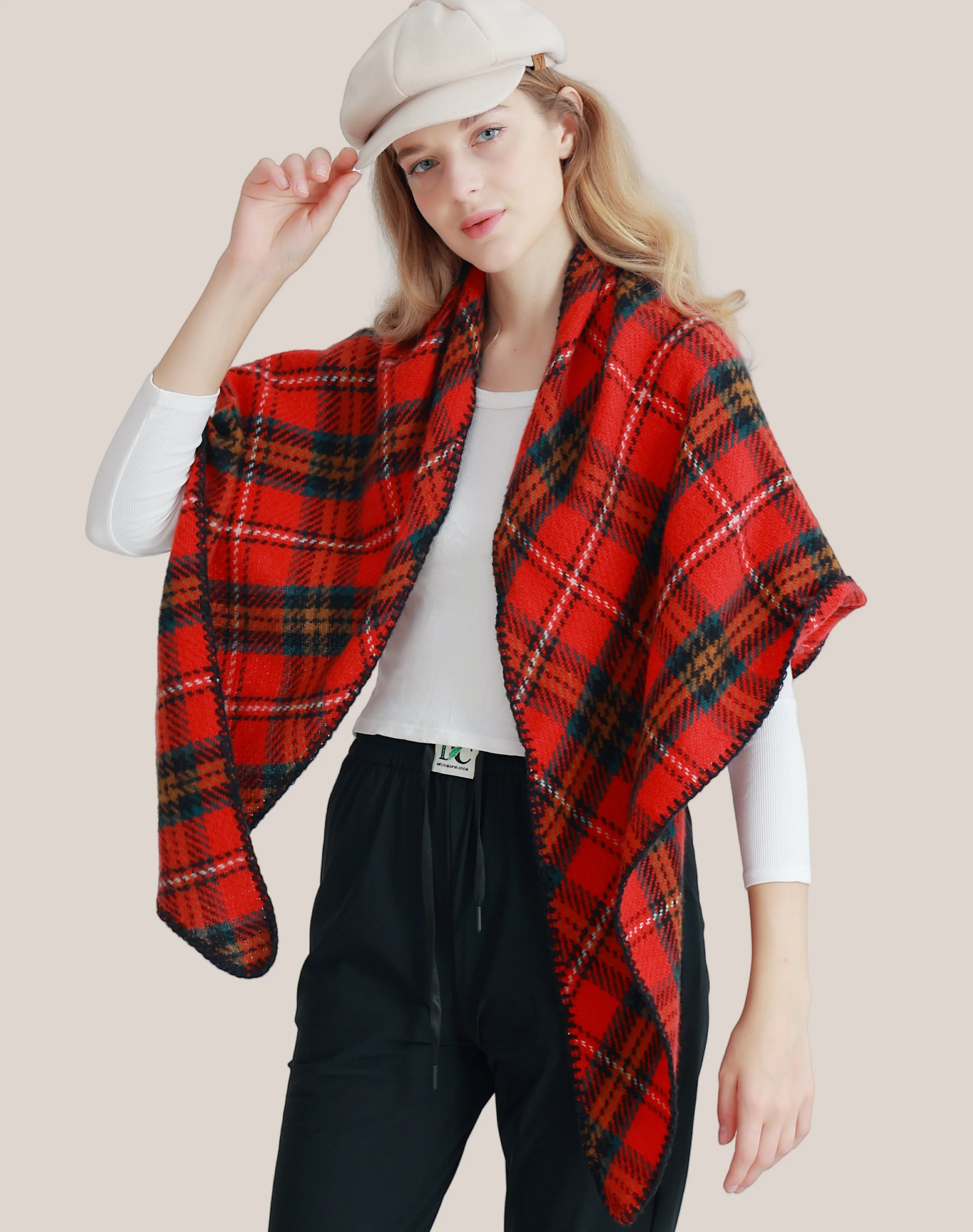 JC023506 Triangular Plaid Scarf