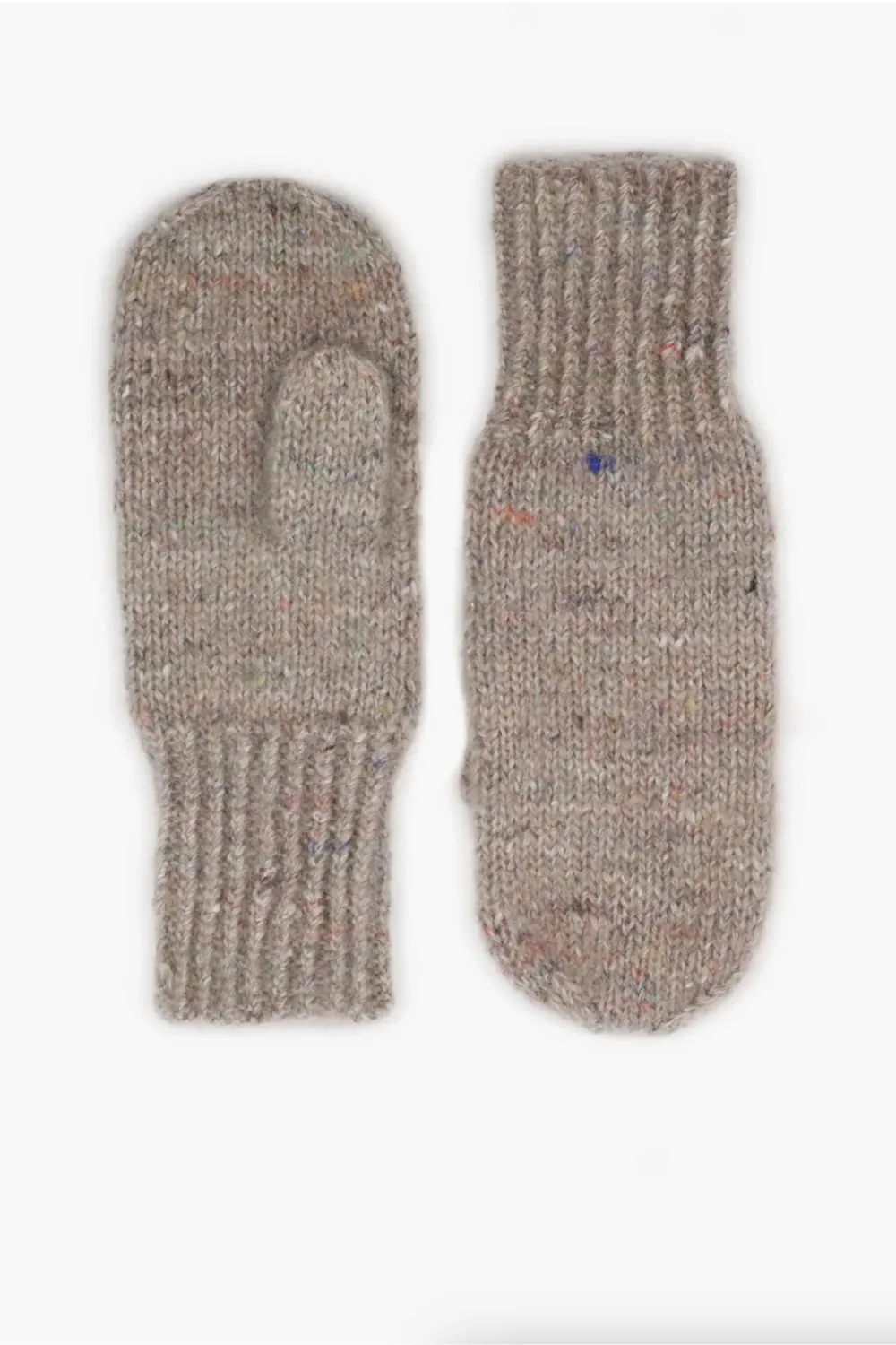 KARAKORAM - Hand Knitted Multicolour Mittens in Grey Melange