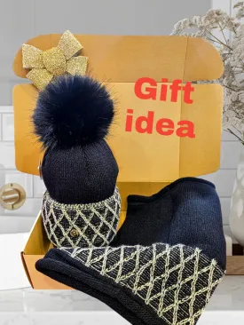 Karina Gift Box 🎁Luxury Polar Fleece hat and Matching Snood. All Colours