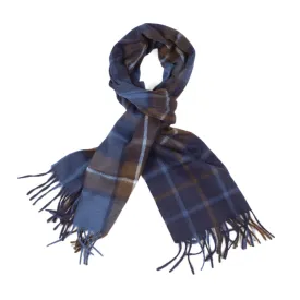 Large copper, navy and grey large check lambswool & angora scarf