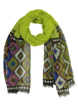 Lime Green Tribal Aztec Pattern Scarf