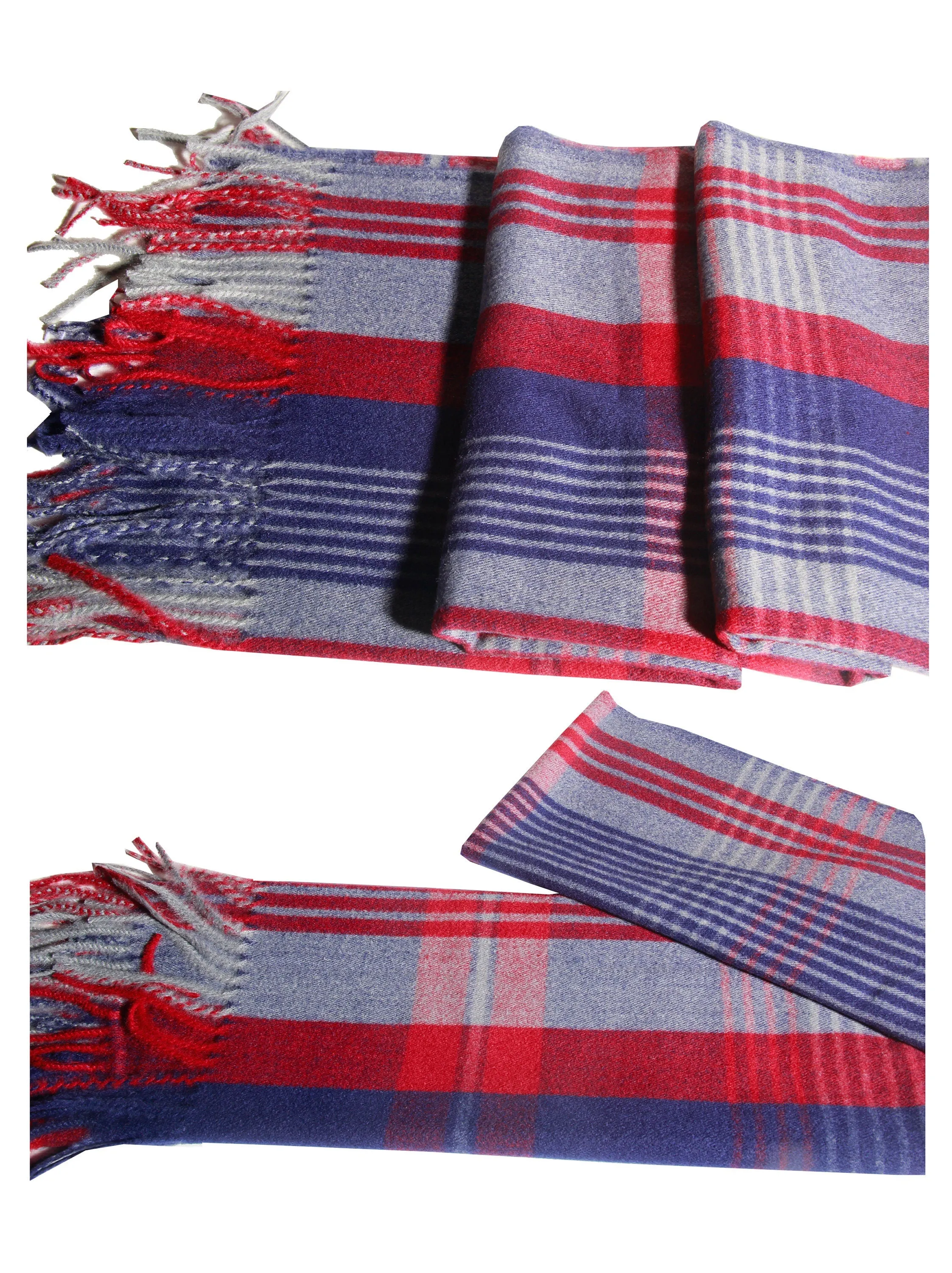 LUXURY Unisex cashmere BLUE RED check soft pattern scarf stole shawl  pashmina soft light weight warm Winter fringe Scarf xmas gift  anyone