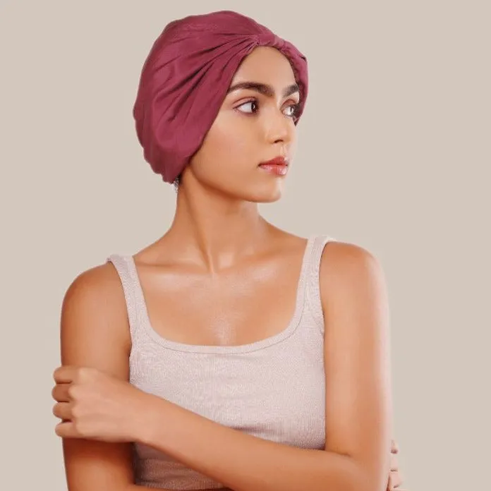 Maroon Pure Silk Hair Wrap