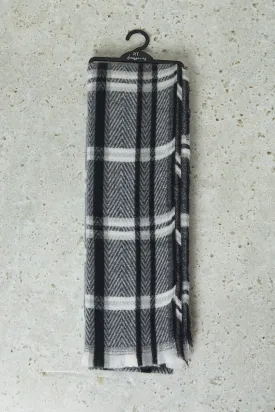 Men Grey And Black Checkered Scarf