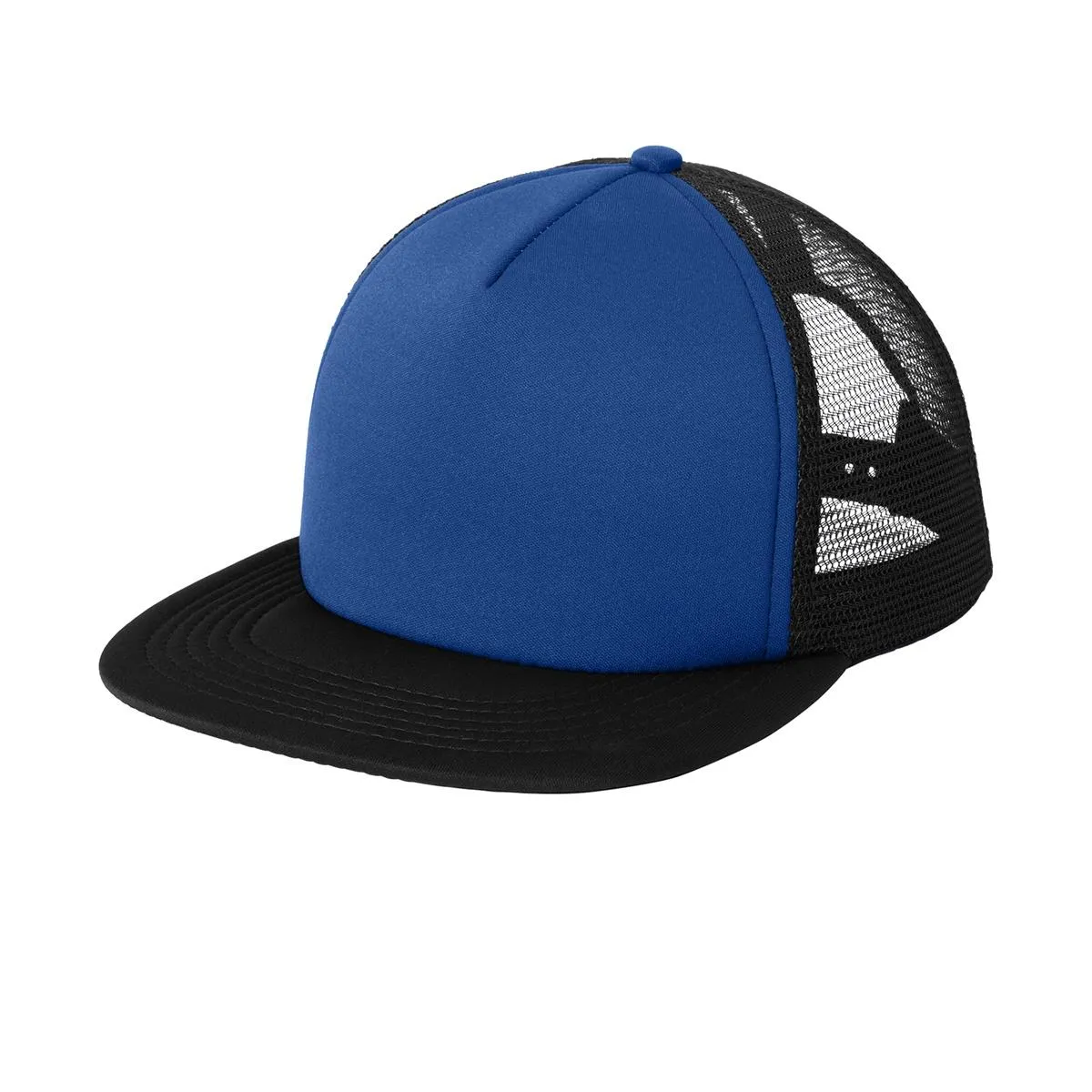 Men's Flat Bill Plastic Snapback Polyester Foam Trucker Cap