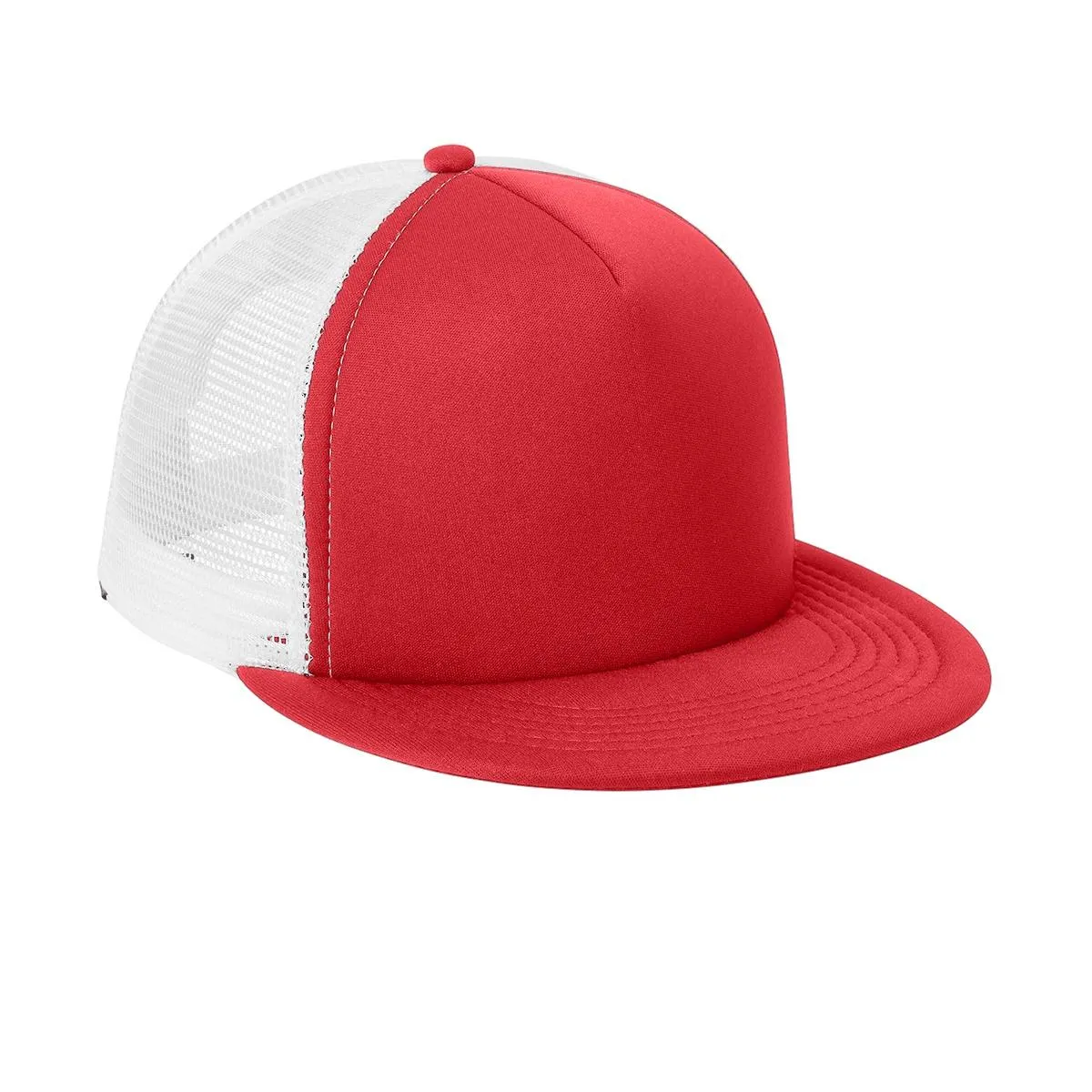 Men's Flat Bill Plastic Snapback Polyester Foam Trucker Cap