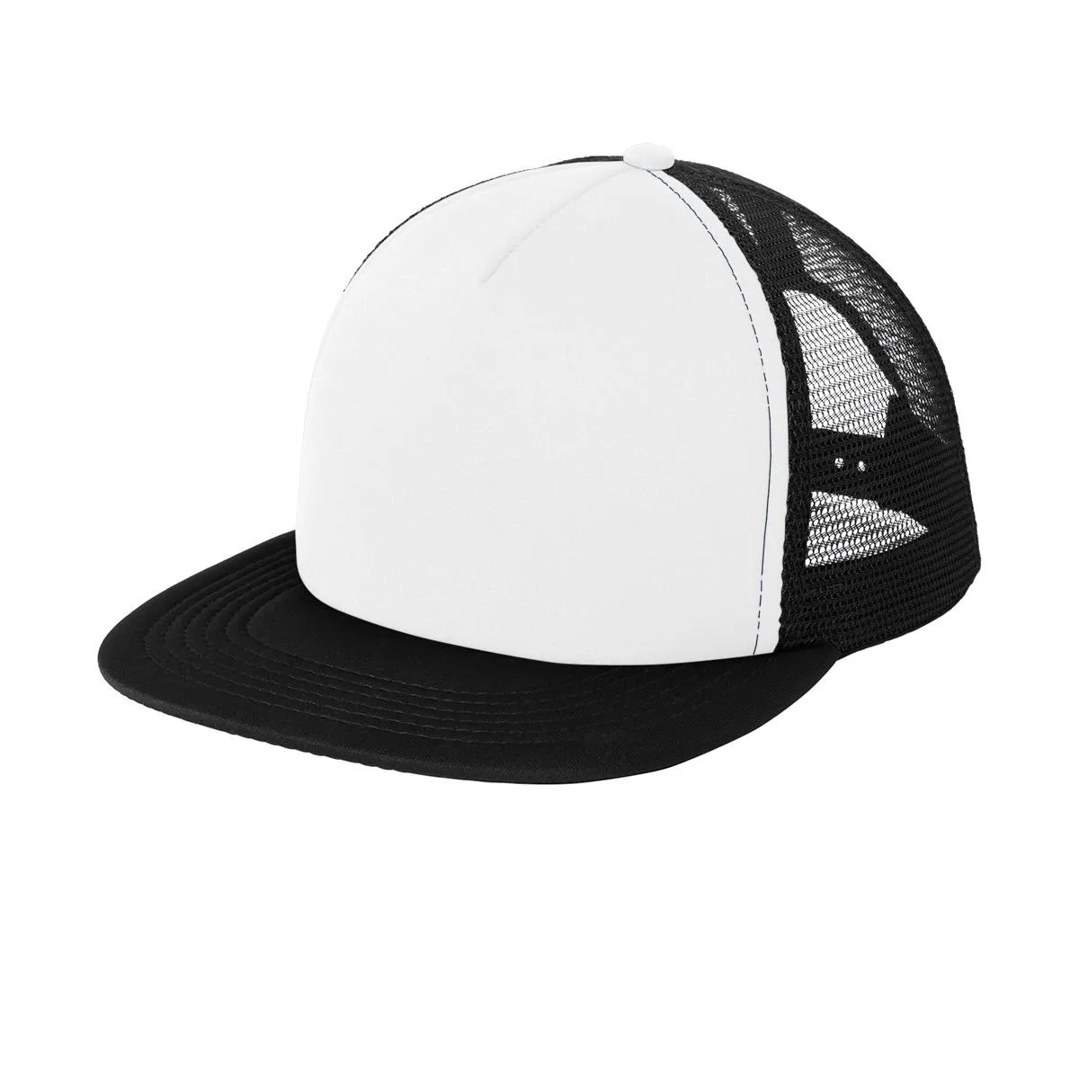 Men's Flat Bill Plastic Snapback Polyester Foam Trucker Cap